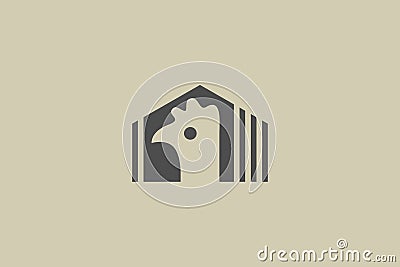 Home and head chicken logo Vector Illustration