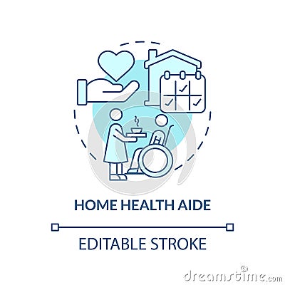 Home health aide blue concept icon Cartoon Illustration