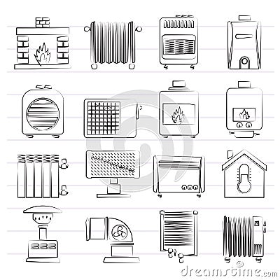 Home Heating appliances icons Vector Illustration