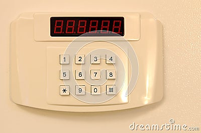 Home or hotel wall safe with keypad Stock Photo