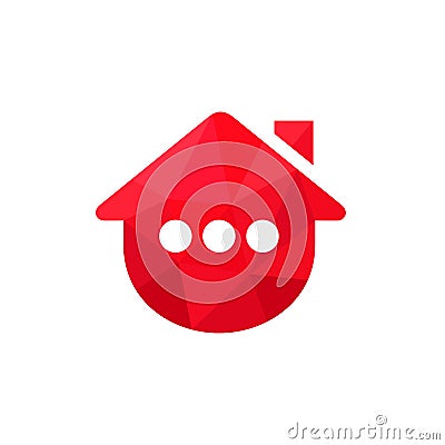 Home or House Logo Incorporated With Three Dots. Abstract Vector Icon. Red Low Poly Style Illustration Vector Illustration