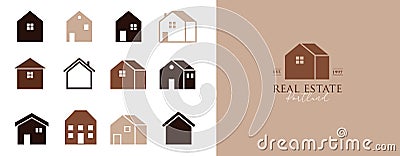 Home, houses and buildings icons, symbols and logos Vector Illustration