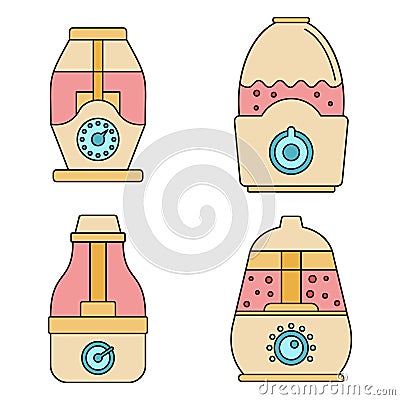 Home humidifier icon set vector color Vector Illustration