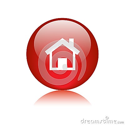 Home icon web button red Cartoon Illustration