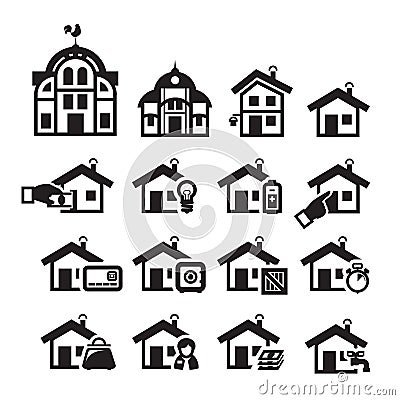 Home icons. Vector illustration Cartoon Illustration