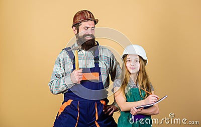 Home improvement activity. Kid girl planning renovation. Child renovation room. Family remodeling house. Home remodel Stock Photo