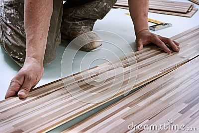 Home improvement, floor installation Stock Photo