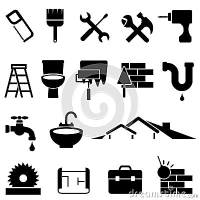 Home improvement and renovation icon set Vector Illustration