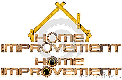 Home Improvement Symbol with Wooden Gears Stock Photo