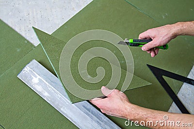 Home improvment - laying laminate flooring Stock Photo