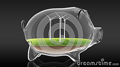 Home inside transparent piggy bank. 3d rendering Stock Photo