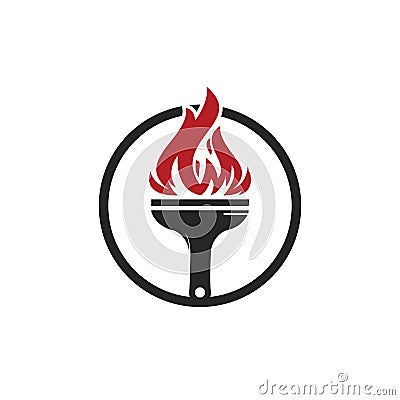 Fire brush vector logo design template. Home inspection and home protection vector logo design. Vector Illustration