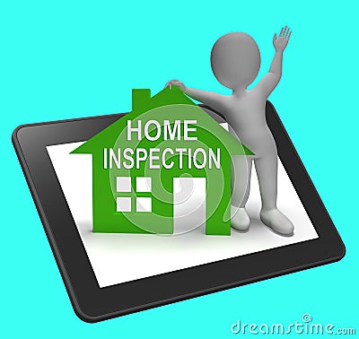 Home Inspection House Tablet Shows Examine Property Close-Up Stock Photo