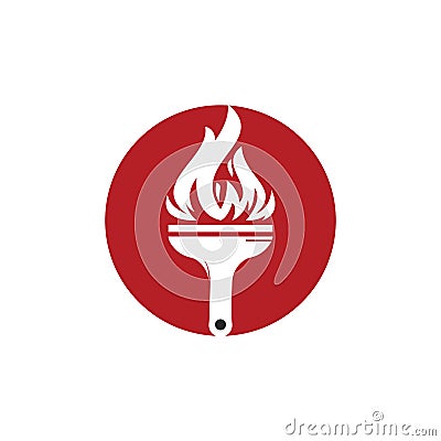 Fire brush vector logo design template. Home inspection and home protection vector logo design. Vector Illustration