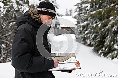 Home inspector during a house inspection Stock Photo