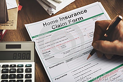 Home Insurance Claim Form Document Refund Concept Stock Photo