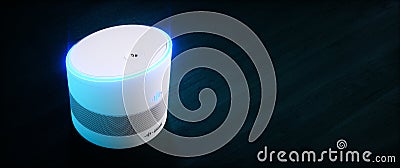 Home intelligent voice activated assistant. 3D rendering concept of white hi tech futuristic artificial intelligence speech recogn Stock Photo