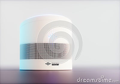 Home intelligent voice activated assistant. 3D rendering concept of white hi tech futuristic artificial intelligence speech recogn Stock Photo