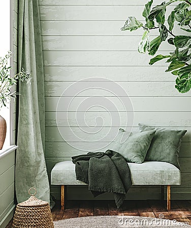 Home interior background, cozy room in farmhouse style Stock Photo