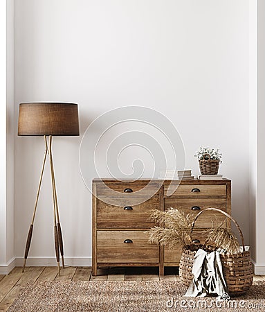 Home interior background, cozy room in farmhouse style Stock Photo