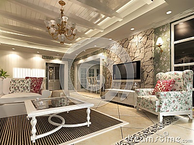 Home interior 3d rendering Stock Photo