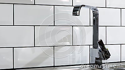 Home interior- kitchen water tap Stock Photo