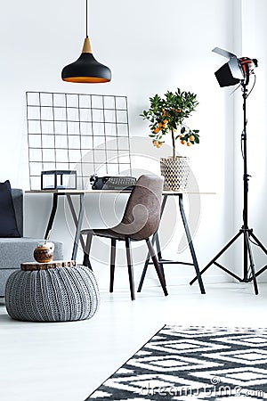 Home interior with simple desk Stock Photo