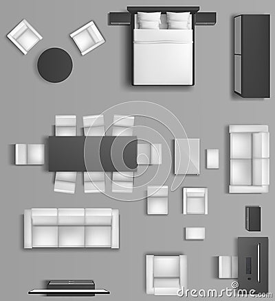 Home interior top view apartment accommodation Vector Illustration