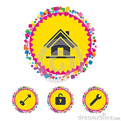 Home key icon. Wrench service tool symbol. Vector Illustration