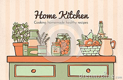 Home kitchen Vector Illustration