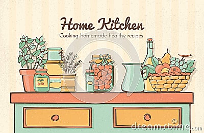 Home kitchen Vector Illustration