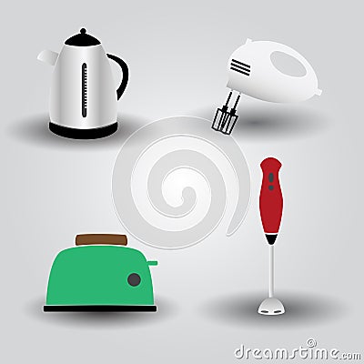 Home kitchen electrical appliances Vector Illustration