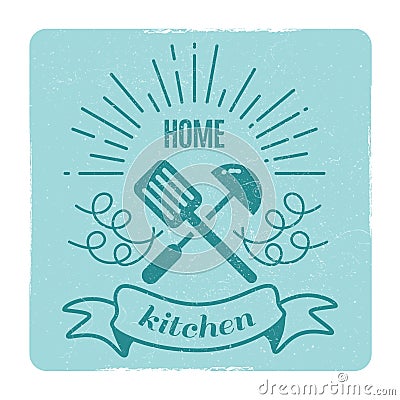 Home kitchen, home cooking label design Vector Illustration