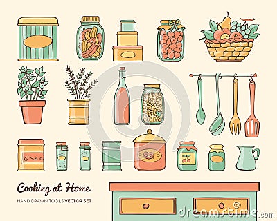Home kitchen objects set Vector Illustration