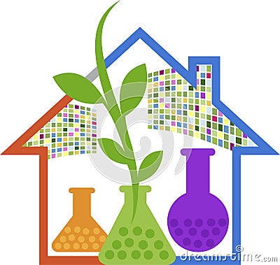 Home lab herbal logo Vector Illustration