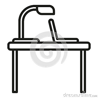 Home laptop desk icon outline vector. Online work Vector Illustration