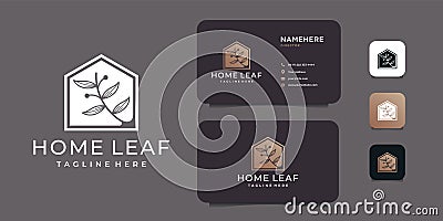 Home leaf negative beauty real estate logo design vector concept Vector Illustration