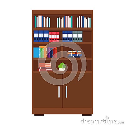 Home Library With Books icon Vector Illustration