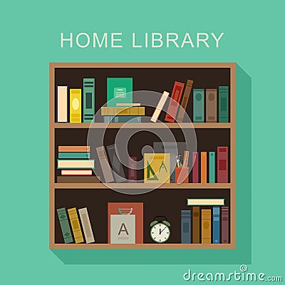 Home library. Vector Illustration