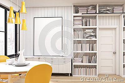 Home library with a round table Stock Photo