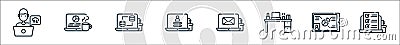home line icons. linear set. quality vector line set such as checklist, tablet, desk, email, login, database, working Vector Illustration