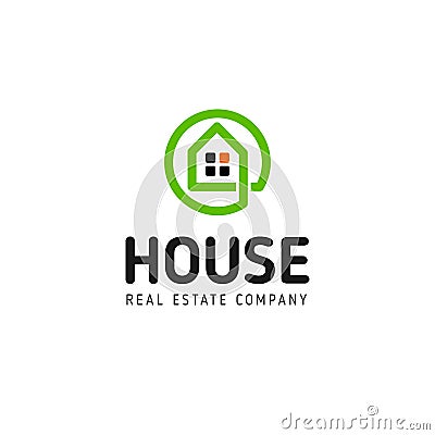 Home linear vector logo. Smart house line art green and black logotype. Outline real estate icon. Vector Illustration