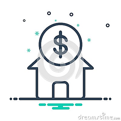 Black mix icon for Home loan, mortgage and home Vector Illustration