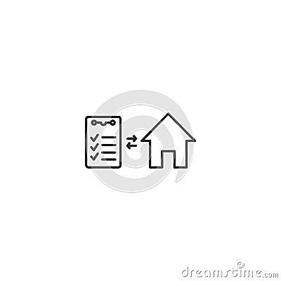 Home loan property sell line icon. Balance calculation cottage mortgage Vector Illustration