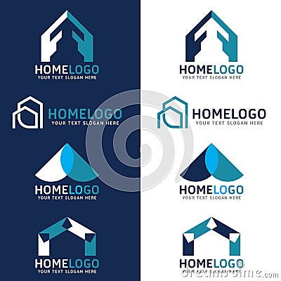 Home logo vector set design - Blue tone style Vector Illustration
