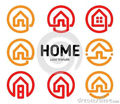 Home logos outline style vector collection. Real estate business icons set. House isolated icon. Apartment creative Vector Illustration