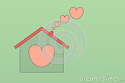 Home & love, a classic union, living in a home with love and happiness, simple and romantic Stock Photo