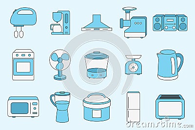 Home machines Icons set 03-02 Vector Illustration