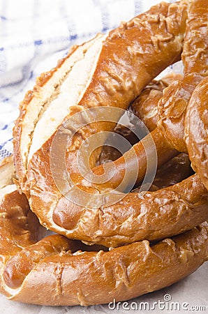 Home made bavarian prezel on baking paper Stock Photo