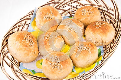 Home made bread in a basket Stock Photo